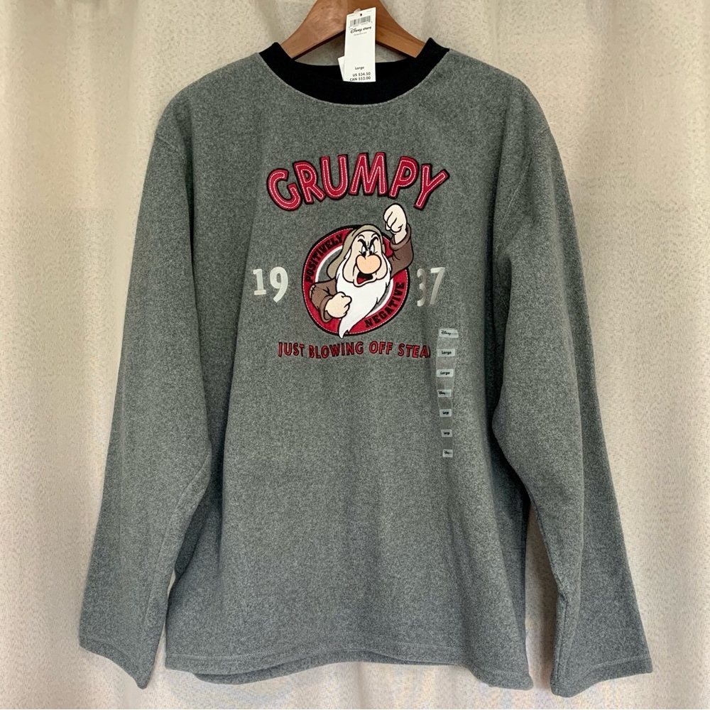 NWT! Vintage Disney Grumpy Dwarf Pullover Sweater, Size Large